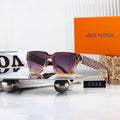 Square Frame Sunglasses with Monogram Temples and Metal Logo 3332