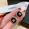 Elegant Crystal Rectangle Logo Earrings